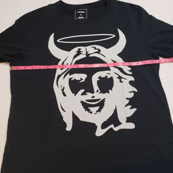 Converse Unisex Black Graphic Tee Small Demon Halo Alternative Streetwear Goth - Picture 4 of 13